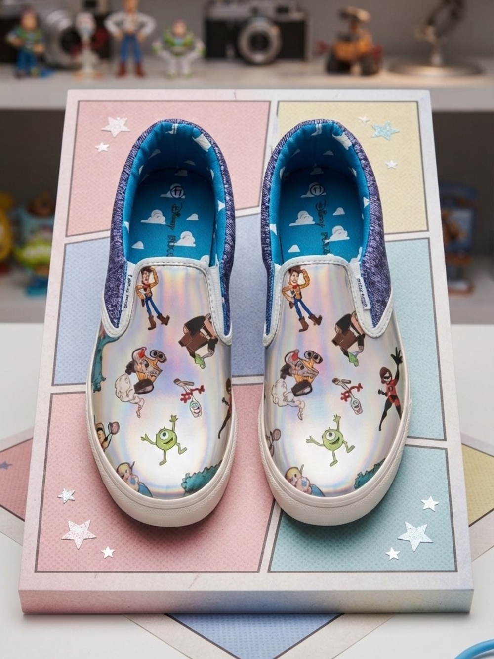 Ground Up Disney Pixar Holographic Character Slip On Sneakers Women’s 11